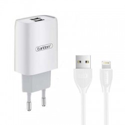 Earldom Power Lightning Cable 1m και 2x USB 2.1A Wall Adapter ES-194 Λευκό