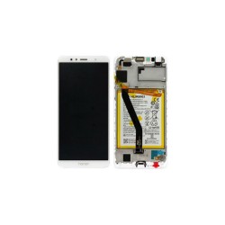 Γνήσια Οθόνη LCD και Μηχανισμός Αφής με Πλαίσιο και Μπαταρία για Huawei Honor 7A 02351WER Λευκό (Service Pack)