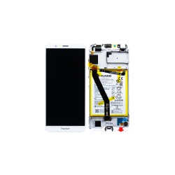 Γνήσια Οθόνη LCD και Μηχανισμός Αφής με Πλαίσιο και Μπαταρία για Huawei Y6 2018 02351WLK Λευκό (Service Pack)