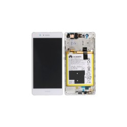 Γνήσια Οθόνη LCD και Μηχανισμός Αφής με Πλαίσιο και Μπαταρία για Huawei P9 Lite 02350SLF Λευκό (Service Pack)