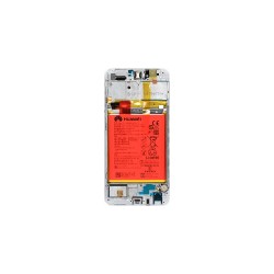 Γνήσια Οθόνη LCD και Μηχανισμός Αφής με Πλαίσιο και Μπαταρία για Huawei P Smart 02351SVE Λευκό (Service Pack)