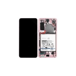 Γνήσια Οθόνη LCD και Μηχανισμός Αφής με Πλαίσιο για Samsung Galaxy S21 5G G991B GH82-27255D Pink (Service Pack)