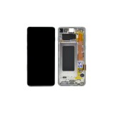 Γνήσια Οθόνη LCD και Μηχανισμός Αφής με Πλαίσιο για Samsung Galaxy S10 Plus G975F GH82-18849G Ασημί (Service Pack)