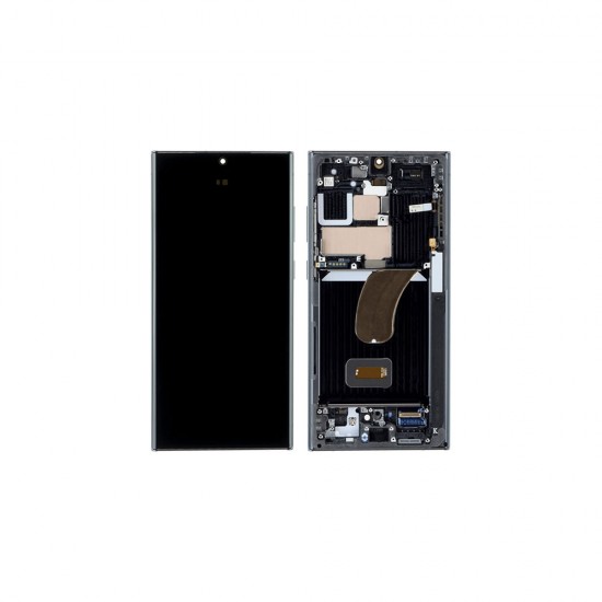 Γνήσια Ανταλλακτικά-Γνήσια Οθόνη LCD Και Μηχανισμός Αφής Με Πλαίσιο για Samsung Galaxy S23 Ultra 5G 2023 S918 GH82-30466A Μαύρο (Service Pack)