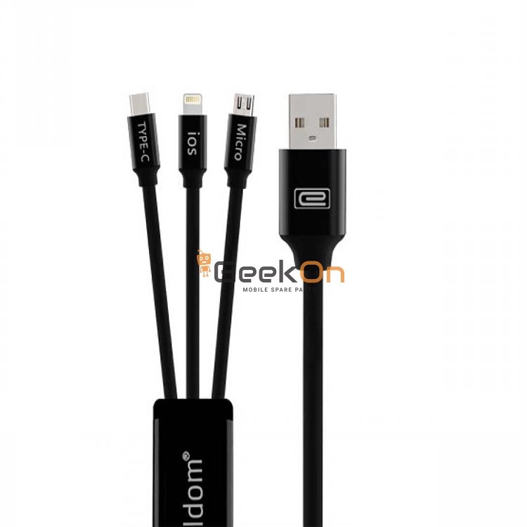 Καλώδιο Φόρτισης Earldom EC-iMC01 USB to 3in1 Type C / Micro Usb / Lightning 1m Μαύρο