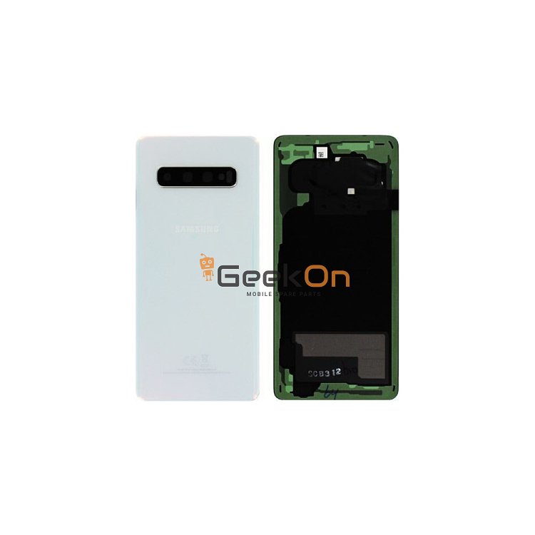 Γνήσιο Πίσω Καπάκι με Τζαμάκι Κάμερας για Samsung Galaxy S10 Duos G973F GH82-18381F White (Service Pack)