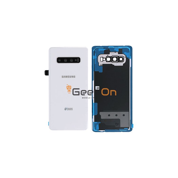 Γνήσιο Πίσω Καπάκι με Τζαμάκι Κάμερας για Samsung Galaxy S10 Plus Duos G975F GH82-18869B White (Service Pack)