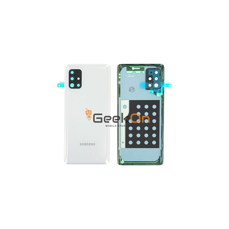 Γνήσιο Πίσω Καπάκι με Τζαμάκι Κάμερας για Samsung Galaxy A51 5G A516 GH82-22938B White (Service Pack)