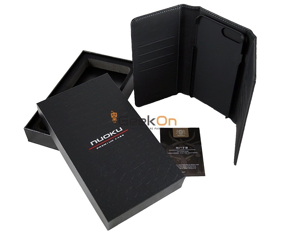 Θήκη Πορτοφόλι Δέρμα NUOKU iPhone 6/6S/7/8 Plus Μαύρο