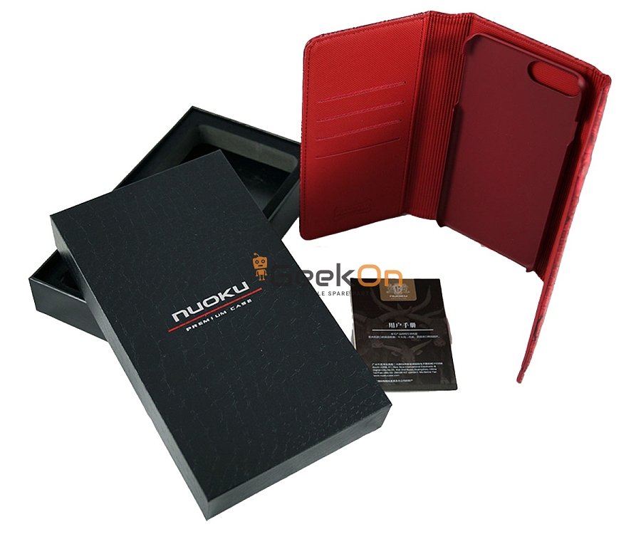 Θήκη Πορτοφόλι Δέρμα NUOKU iPhone 6/6S/7/8 Plus Κόκκινο