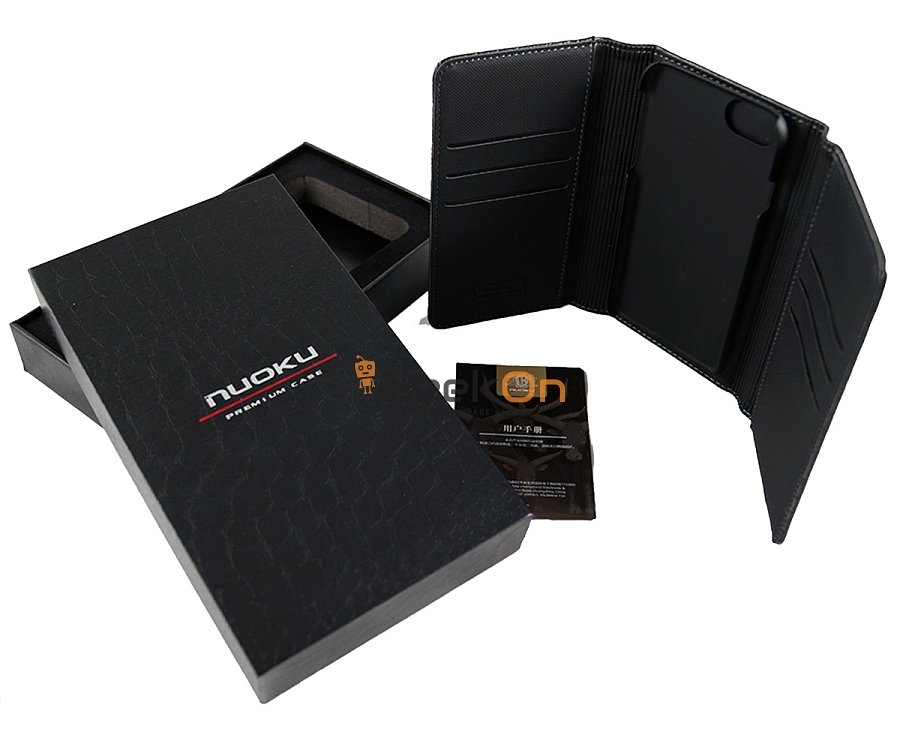 Θήκη Πορτοφόλι Δέρμα NUOKU iPhone 6/6S/7/8 Μαύρο