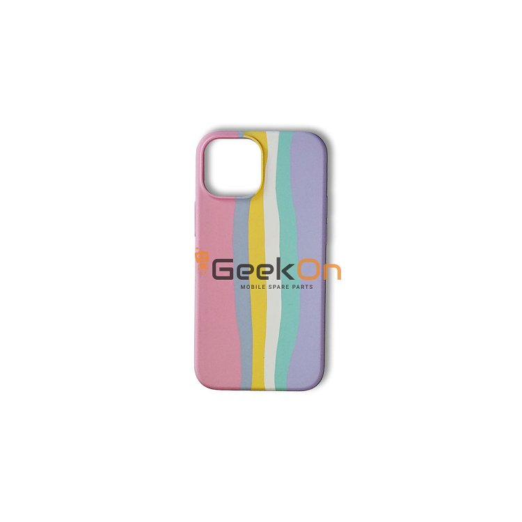 Θήκη Σιλικόνης Σκληρή για iPhone 13 Mini Rainbow Pink