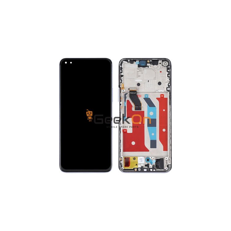 Συμβατή Οθόνη LCD και Μηχανισμός Αφής με Πλαίσιο για Huawei Honor 50 Lite Ασημί