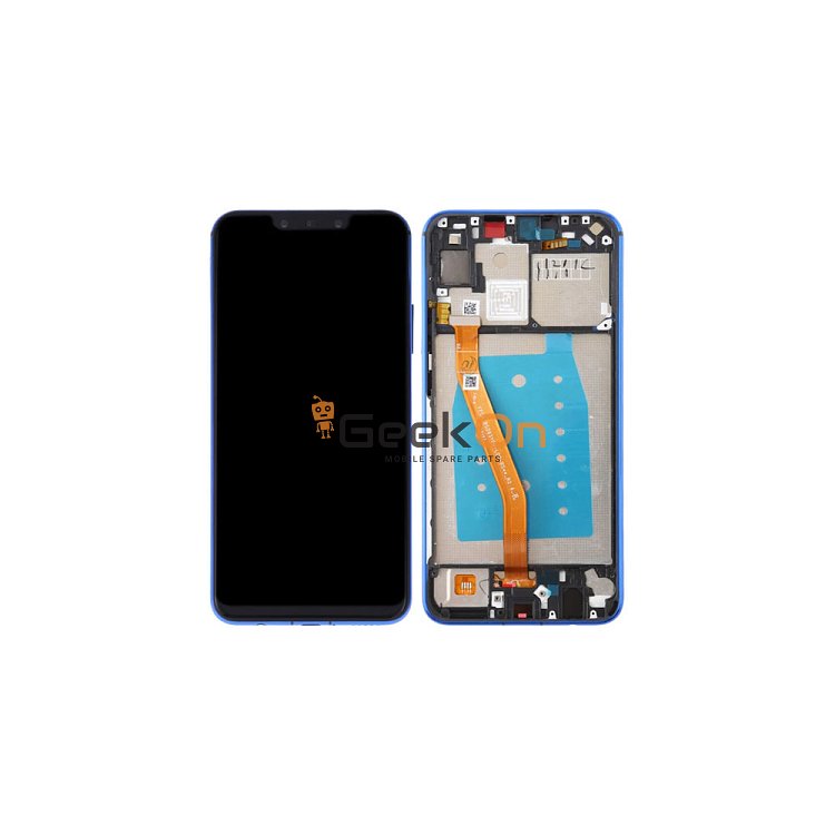 Συμβατή Οθόνη LCD και Μηχανισμός Αφής με Πλαίσιο για Huawei P Smart Plus 2019 Μπλε