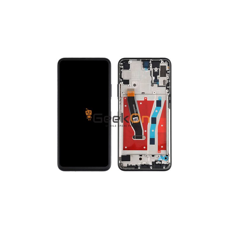 Συμβατή Οθόνη LCD και Μηχανισμός Αφής με Πλαίσιο για Huawei P Smart Pro Μαύρο