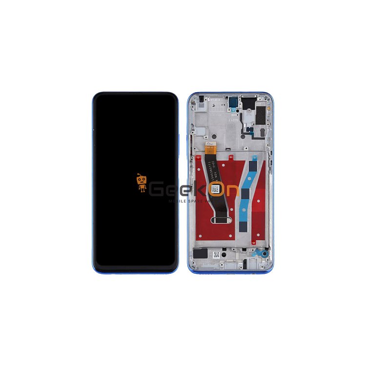Συμβατή Οθόνη LCD και Μηχανισμός Αφής με Πλαίσιο για Huawei P Smart Pro Μπλε