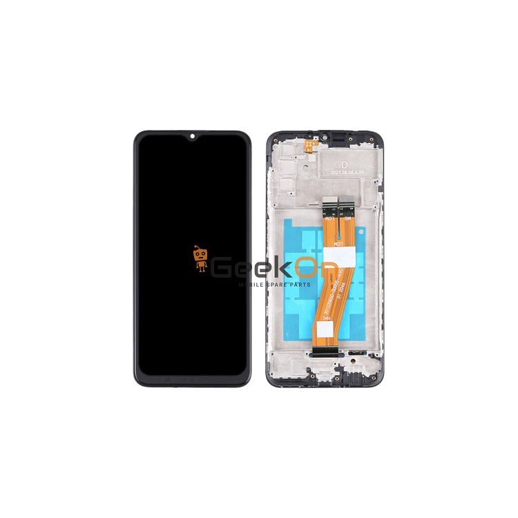 Συμβατή Οθόνη LCD και Μηχανισμός Αφής με Πλαίσιο για Samsung Galaxy A03s A037F Non EU Version Μαύρο