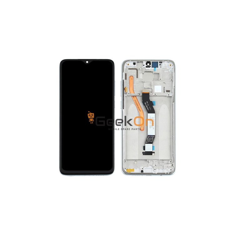 Συμβατή Οθόνη LCD και Μηχανισμός Αφής με Πλαίσιο για Xiaomi Redmi Note 8 Pro Λευκό