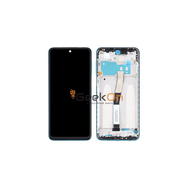 Συμβατή Οθόνη LCD και Μηχανισμός Αφής με Πλαίσιο για Xiaomi Redmi Note 9 Pro / Note 9S Μπλε