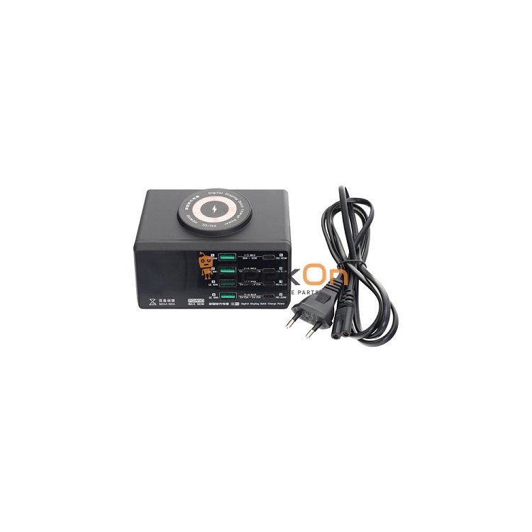 QIANLI MEGA-IDEA PQW110 15W Type-C*4/USB*4 Fast Charging Digital Display with Wireless Desktop Power Supply