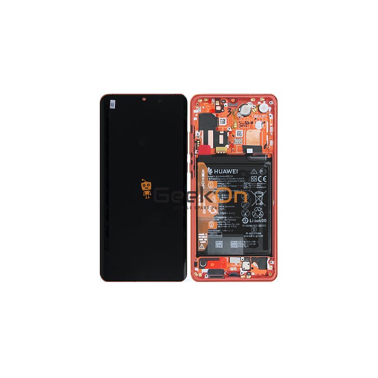 Γνήσια Οθόνη LCD και Μηχανισμός Αφής με Πλαίσιο και Μπαταρία για Huawei P30 Pro 02352PGK Amber Sunrise (Service Pack)