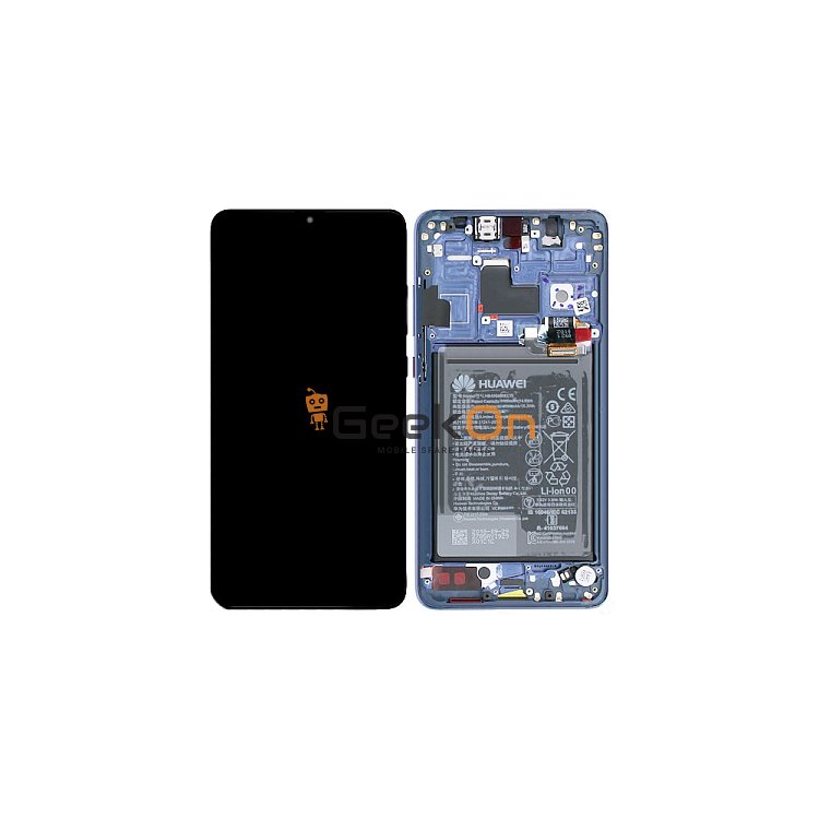 Γνήσια Οθόνη LCD και Μηχανισμός Αφής με Πλαίσιο και Μπαταρία για Huawei Mate 20 02352FQM Μπλε (Service Pack)