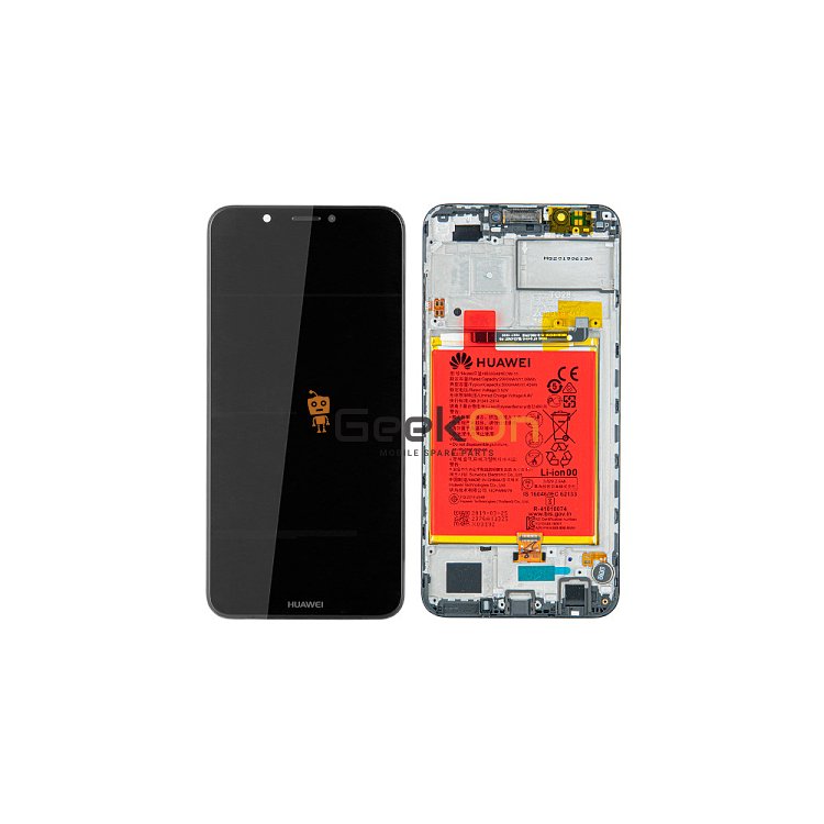 Γνήσια Οθόνη LCD και Μηχανισμός Αφής με Πλαίσιο και Μπαταρία για Huawei Y7 2018 02351USA Μαύρο (Service Pack)
