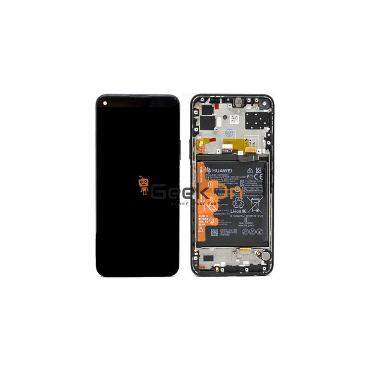 Γνήσια Οθόνη LCD και Μηχανισμός Αφής με Πλαίσιο και Μπαταρία για Huawei P40 Lite 5G 02353SUN Midnight Black (Service Pack)