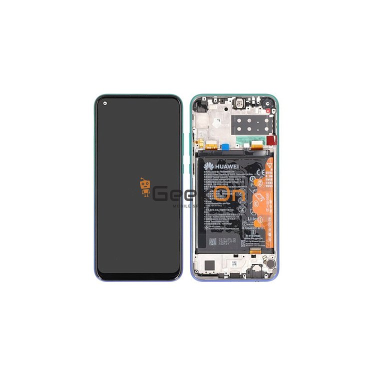 Γνήσια Οθόνη LCD και Μηχανισμός Αφής με Πλαίσιο και Μπαταρία για Huawei P40 Lite E 02353FMX Aurora Blue (Service Pack)