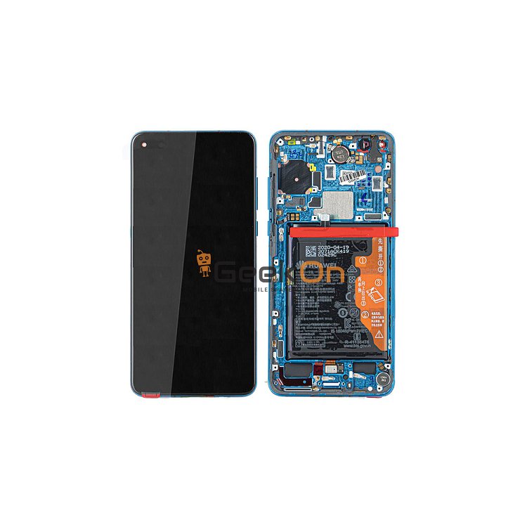 Γνήσια Οθόνη LCD και Μηχανισμός Αφής με Πλαίσιο και Μπαταρία για Huawei P40 02353MFU Deep Sea Blue  (Service Pack)