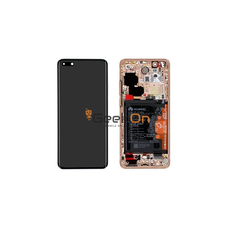 Γνήσια Οθόνη LCD και Μηχανισμός Αφής με Πλαίσιο και Μπαταρία για Huawei P40 Pro 02353PJL Gold (Service Pack)