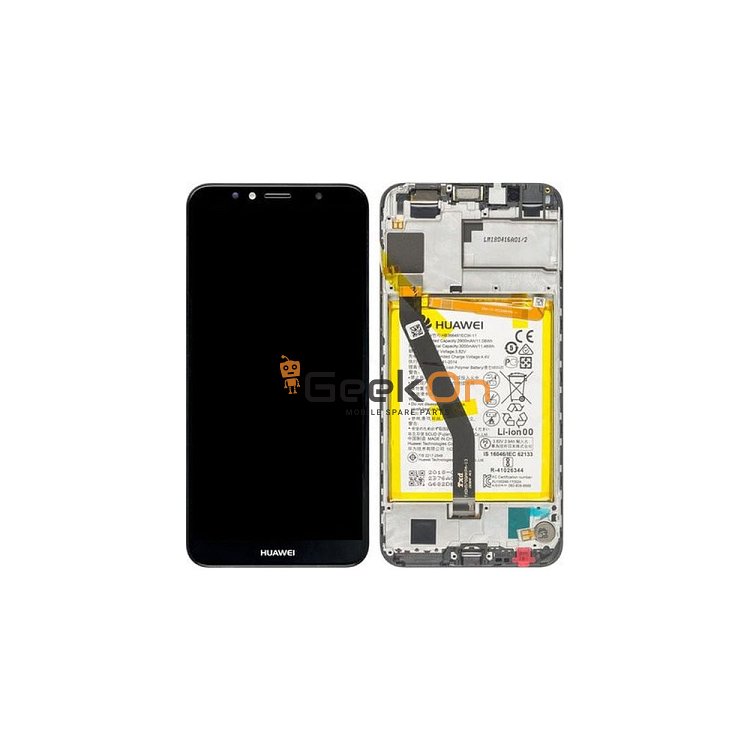 Γνήσια Οθόνη LCD και Μηχανισμός Αφής με Πλαίσιο και Μπαταρία για Huawei Y6 2018 02351WLJ Μαύρο (Service Pack)