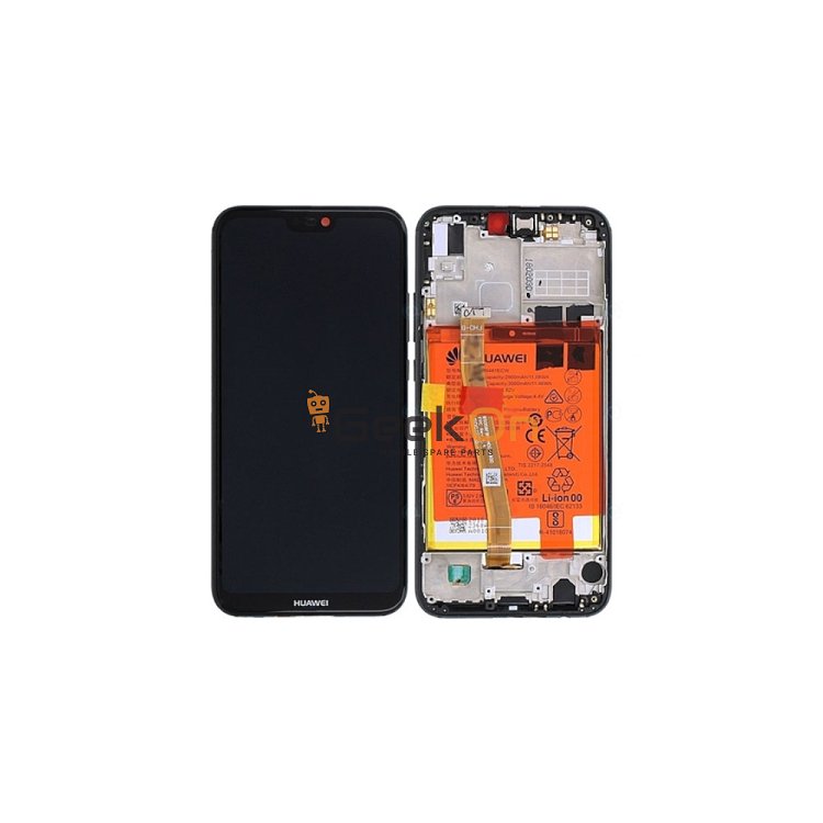 Γνήσια Οθόνη LCD και Μηχανισμός Αφής με Πλαίσιο και Μπαταρία για Huawei P20 Lite 02351VPR Μαύρο (Service Pack)
