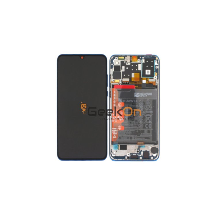 Γνήσια Οθόνη LCD και Μηχανισμός Αφής με Πλαίσιο και Μπαταρία για Huawei P30 Lite (Front Cam 32MP) 02352PJP Μπλε (Service Pack)