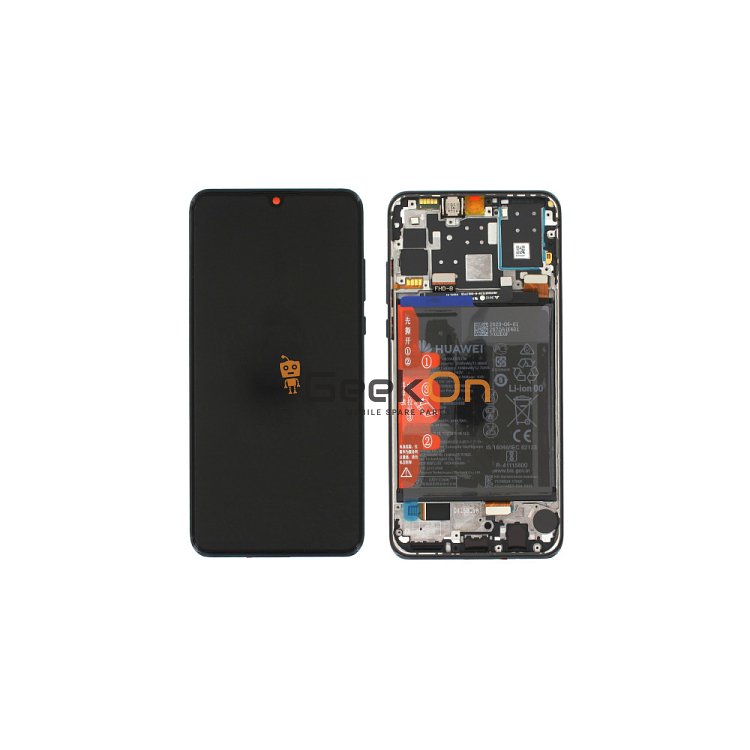 Γνήσια Οθόνη LCD και Μηχανισμός Αφής με Πλαίσιο και Μπαταρία για Huawei P30 Lite (Front Cam 32MP) 02352PJM Μαύρο (Service Pack)