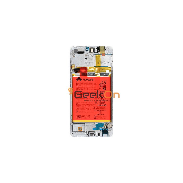 Γνήσια Οθόνη LCD και Μηχανισμός Αφής με Πλαίσιο και Μπαταρία για Huawei P Smart 02351SVE Λευκό (Service Pack)