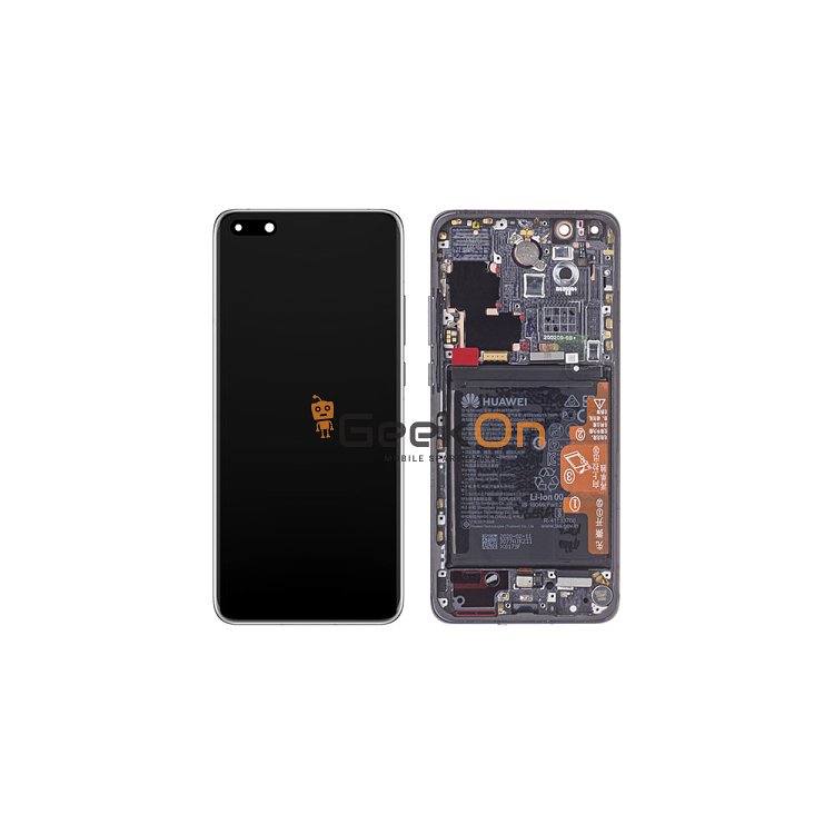 Γνήσια Οθόνη LCD και Μηχανισμός Αφής με Πλαίσιο και Μπαταρία για Huawei P40 Pro 02353PJM Μαύρο (Service Pack)