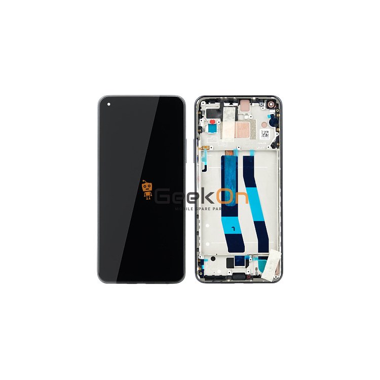 Γνήσια Οθόνη LCD και Μηχανισμός Αφής με Πλαίσιο για Xiaomi Mi 11 Lite 4G 56000B0K9A00 Μαύρο (Service Pack)