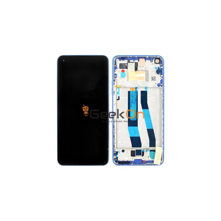 Γνήσια Οθόνη LCD και Μηχανισμός Αφής με Πλαίσιο για Xiaomi Mi 11 lite 4G 56000C0K9A00 Μπλε (Service Pack)
