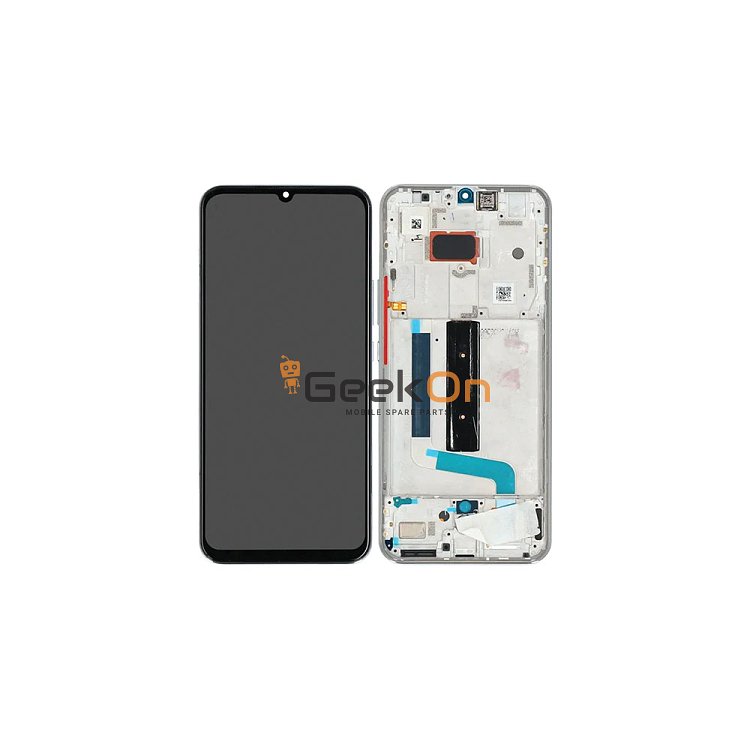 Γνήσια Οθόνη LCD και Μηχανισμός Αφής Με Πλαίσιο για Xiaomi Mi 10 Lite 5G 56000500J900 Λευκό (Service Pack)