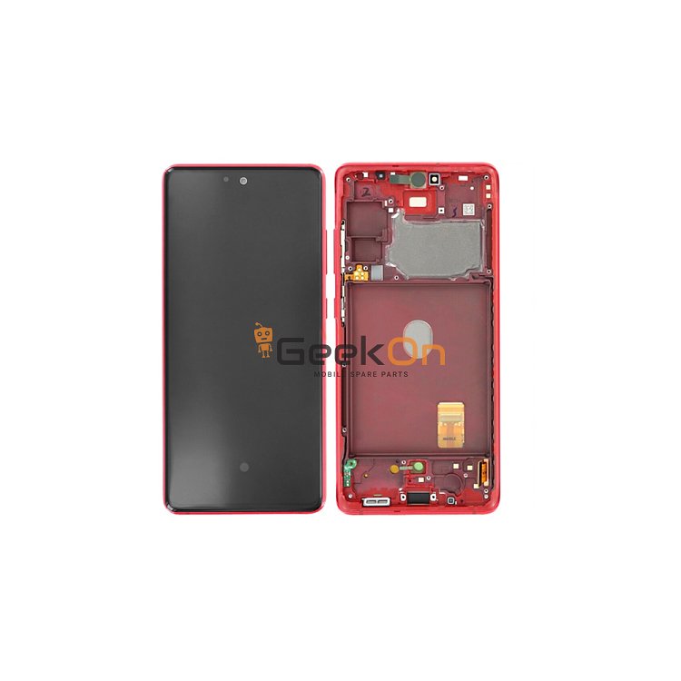 Γνήσια Οθόνη LCD και Μηχανισμός Αφής με Πλαίσιο για Samsung Galaxy S20 FE 5G G781B GH82-24214E Cloud Red (Service Pack)