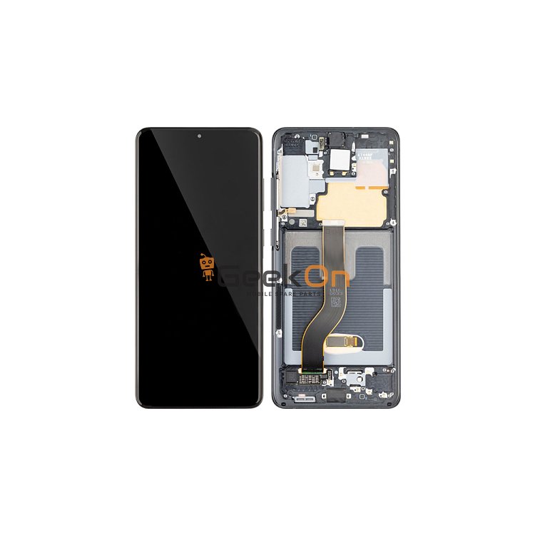Γνήσια Οθόνη LCD και Μηχανισμός Αφής με Πλαίσιο για Samsung Galaxy Galaxy S20 Plus 4G / 5G G985F / G986B  GH82-22134A Cosmic Black (Service Pack)