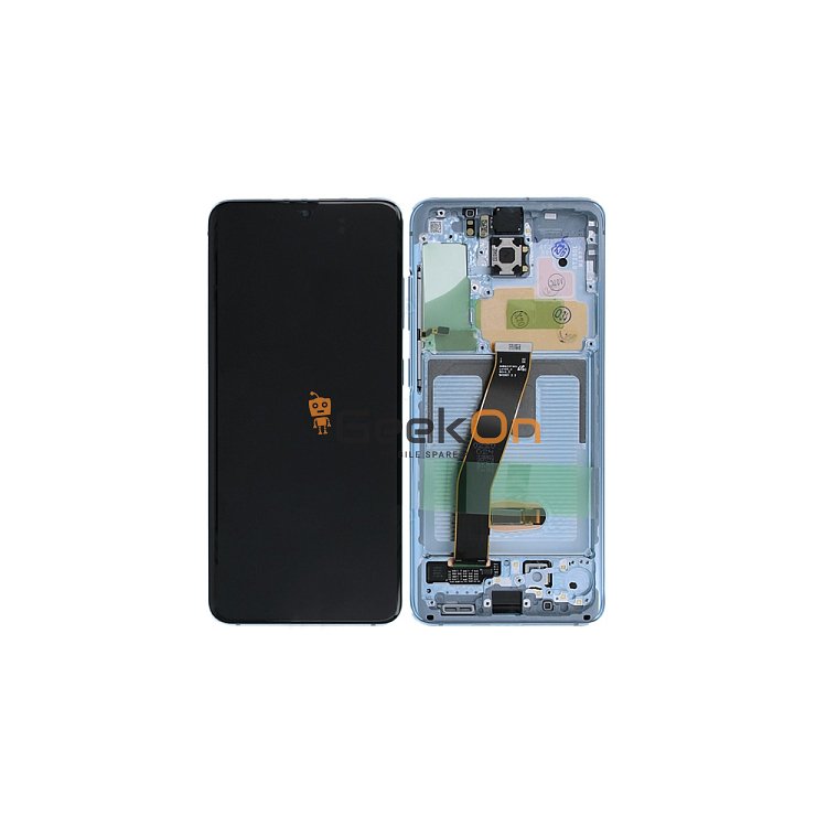 Γνήσια Οθόνη LCD και Μηχανισμός Αφής με Πλαίσιο για Samsung Galaxy S20 G980F / G981B GH82-22131D Μπλε (Service Pack)