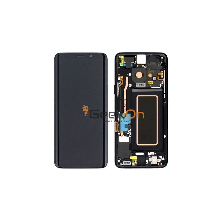 Γνήσια Οθόνη LCD Και Μηχανισμός Αφής με Πλαίσιο για Samsung Galaxy S9 G960F GH97-21696A Midnight Black (Service Pack)