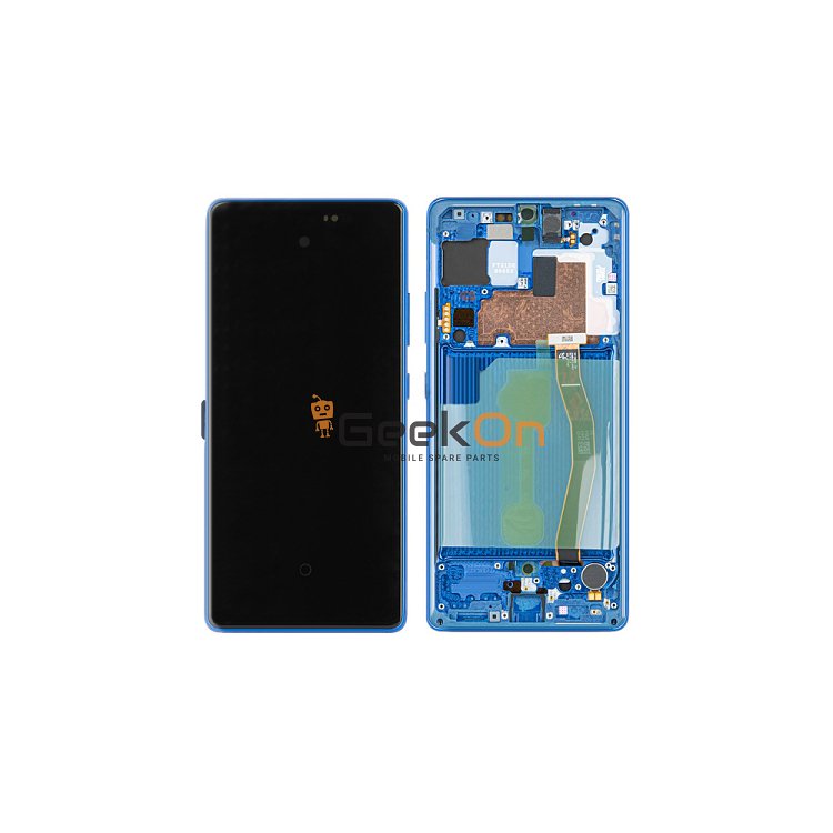 Γνήσια Οθόνη LCD Και Μηχανισμός Αφής με Πλαίσιο για Samsung Galaxy S10 Lite G770 GH82-21672C Μπλε (Service Pack)