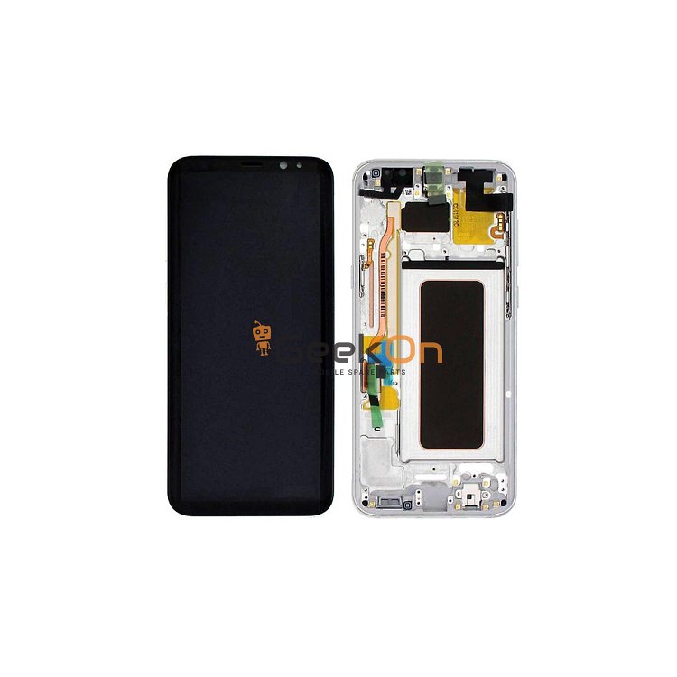 Γνήσια Οθόνη LCD Και Μηχανισμός Αφής με Πλαίσιο για Samsung Galaxy S8 Plus G955 GH97-20470B Ασημί (Service Pack)