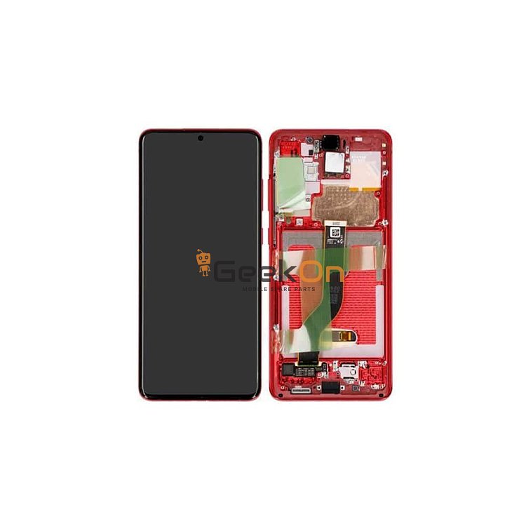 Γνήσια Οθόνη LCD και Μηχανισμός Αφής με Πλαίσιο για Samsung Galaxy S20 Plus 4G / 5G G985F / G986B GH82-22134G Κόκκινο (Service Pack)