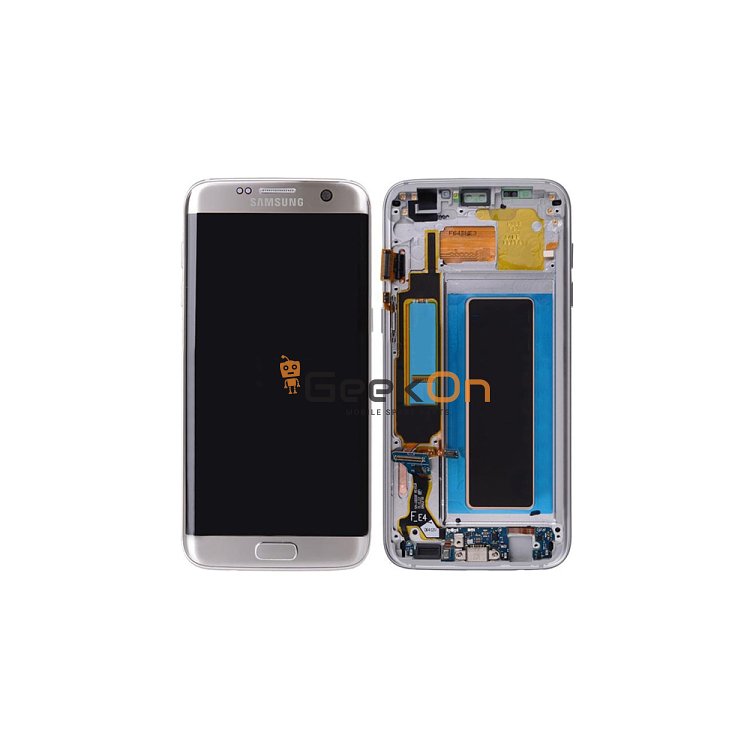Γνήσια Οθόνη LCD Και Μηχανισμός Αφής Με Πλαίσιο για Samsung Galaxy S7 Edge G935 GH97-18533B Ασημί (Service Pack)