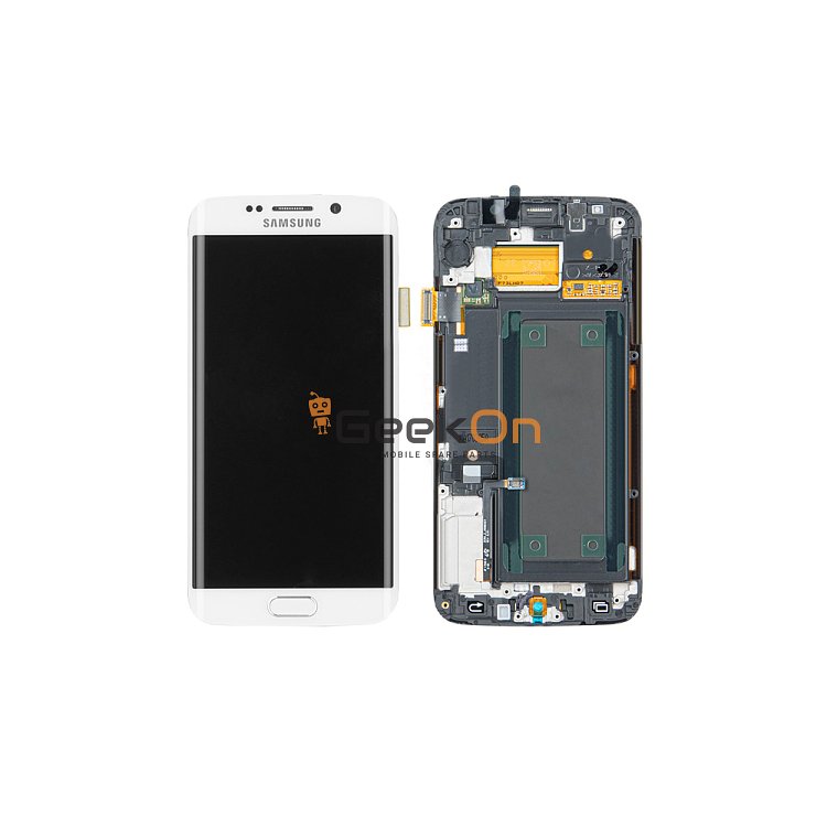 Γνήσια Οθόνη LCD Και Μηχανισμός Αφής με Πλαίσιο για Samsung Galaxy S6 Edge G925F GH97-17162B Λευκό (Service Pack)
