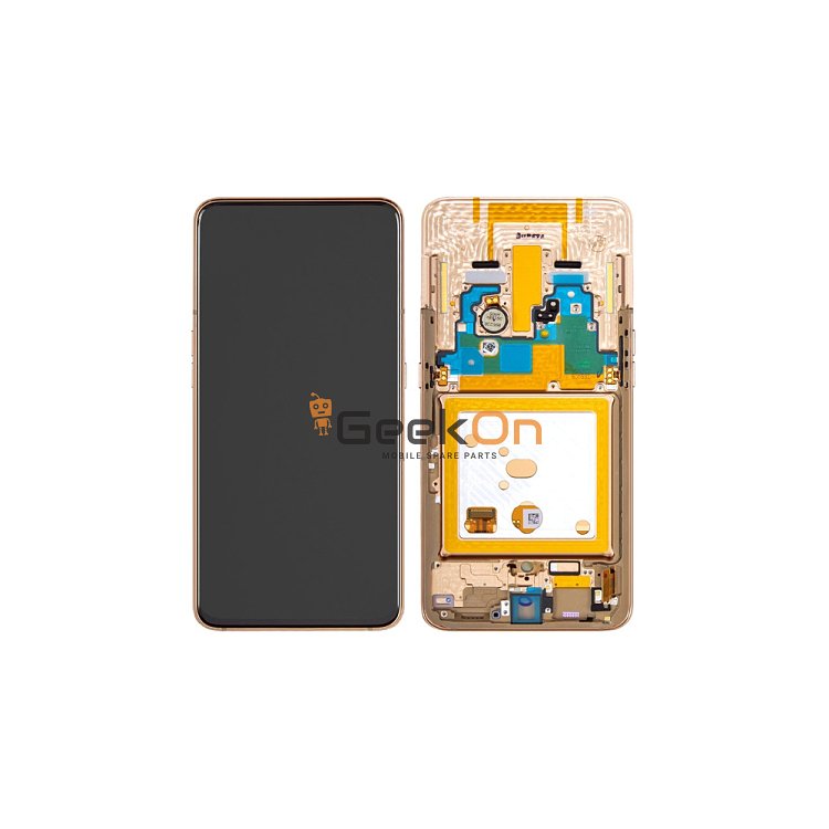 Γνήσια Οθόνη LCD και Μηχανισμός Αφής με Πλαίσιο για Samsung Galaxy A80 A805F GH82-20368C Χρυσό (Service Pack)